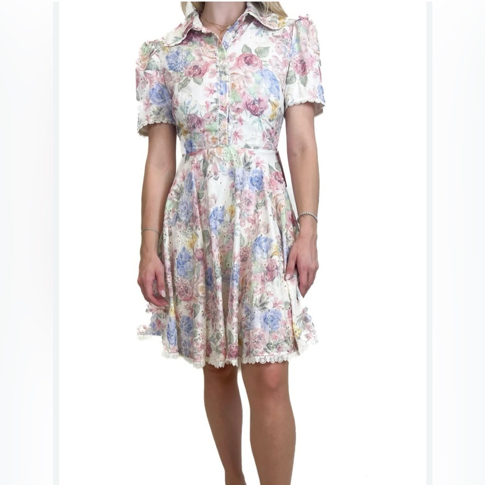 Ivy City Co Floral Dress - Pink and Blue